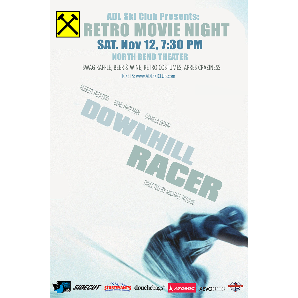 Downhill Racer Retro Movie Night Poster